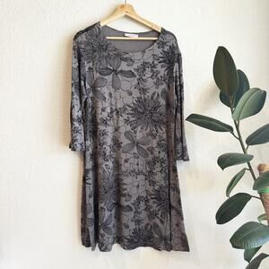 Bryn Walker Jersey Knit Tunic Dress Large Floral Stretch Lagenlook Casual